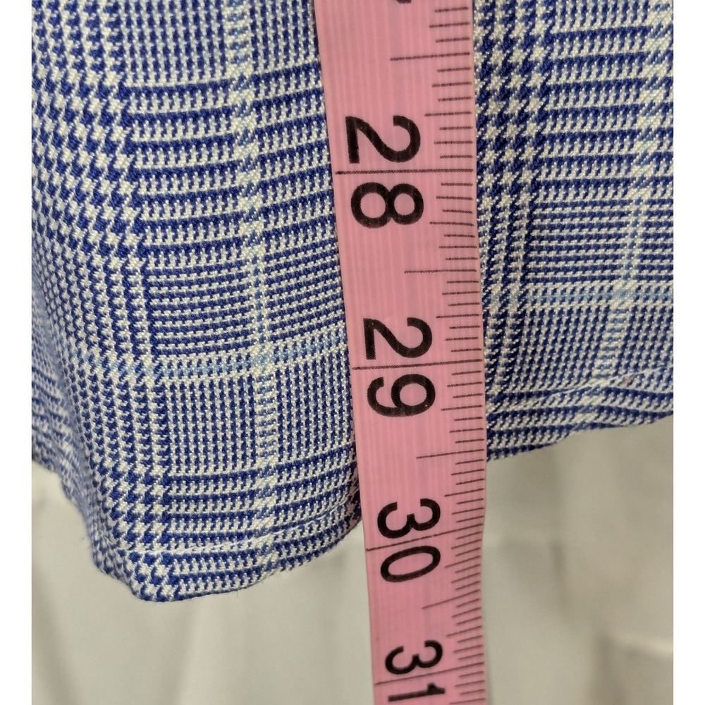 Lauren Ralph Lauren Women's 100% Silk Blue Houndstooth Button Down Blouse Size 8 - Picture 10 of 11